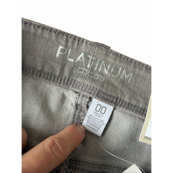 NEW Chico’s Sequin Frost Slim Jeans Gray Silver 00 US 2 - Picture 5 of 11